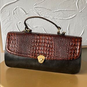 Brahmin Black & Brown Croc Satchel